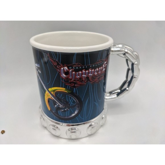Cup Mug Coffee Tea Beer Orange County Choppers Motorcycle Chrome Unique - Picture 1 of 12